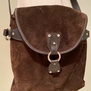 chocolate brown suede crossbody bag